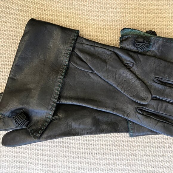 LEATHER Hand-Stitch Made in ITALY Paloma PALOMA PICASSO Gloves w/LEATHER CUFFS - Picture 13 of 16